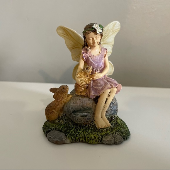 Other | Fairy Garden Figurine Figure Girl With Bunnies Bunny Rabbits ...